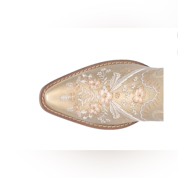 Dingo Women's gold embroidered Primrose Stacked Heel Cowboy‎ Boots size 10 new - Picture 3 of 8